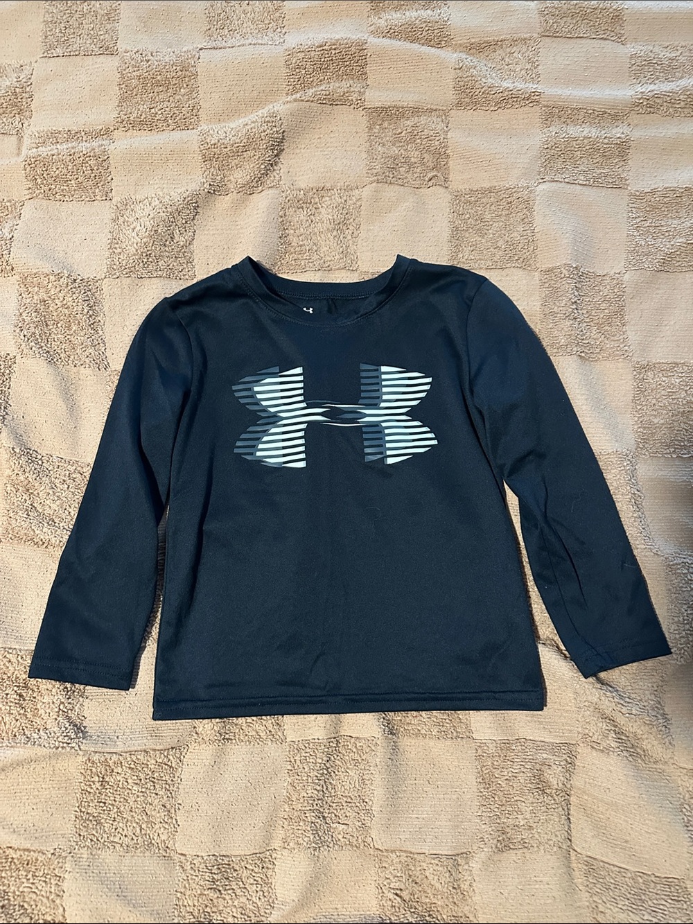 Under Armour Black Long-Sleeve Tee with Striped Logo